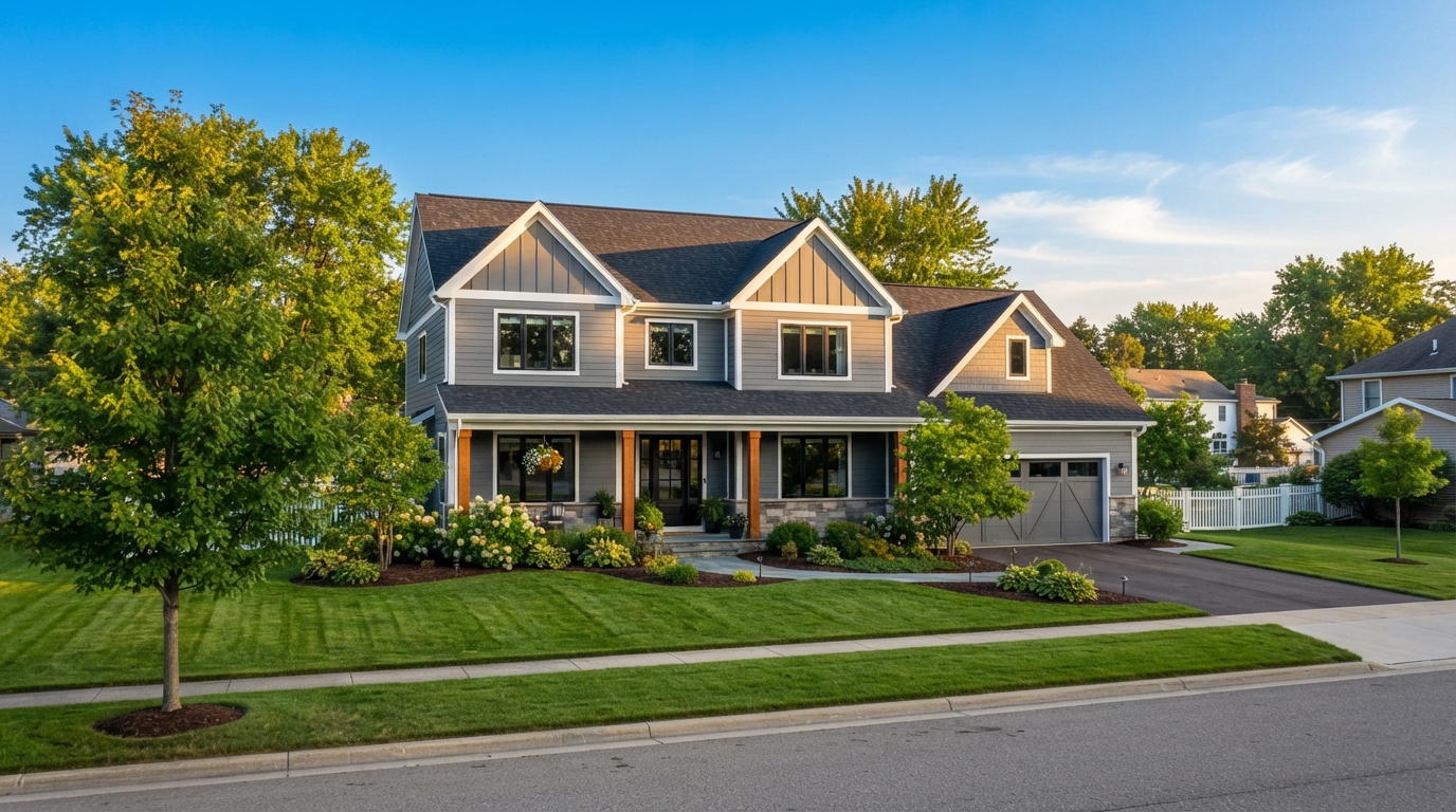 Michigan home with new roof, siding, and windows installed by MichiganRoofingQuote.com