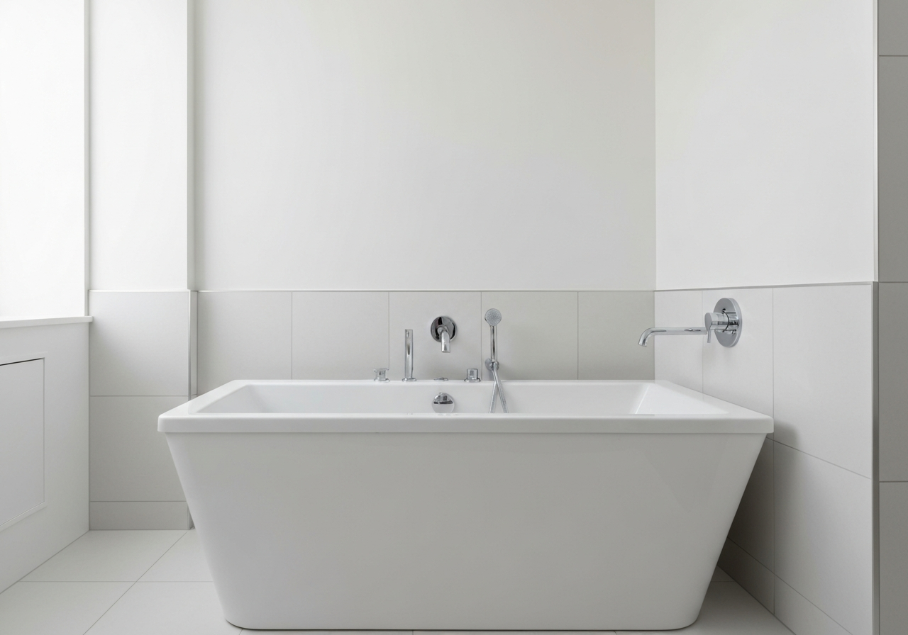 Clean white bathtub after professional refinishing