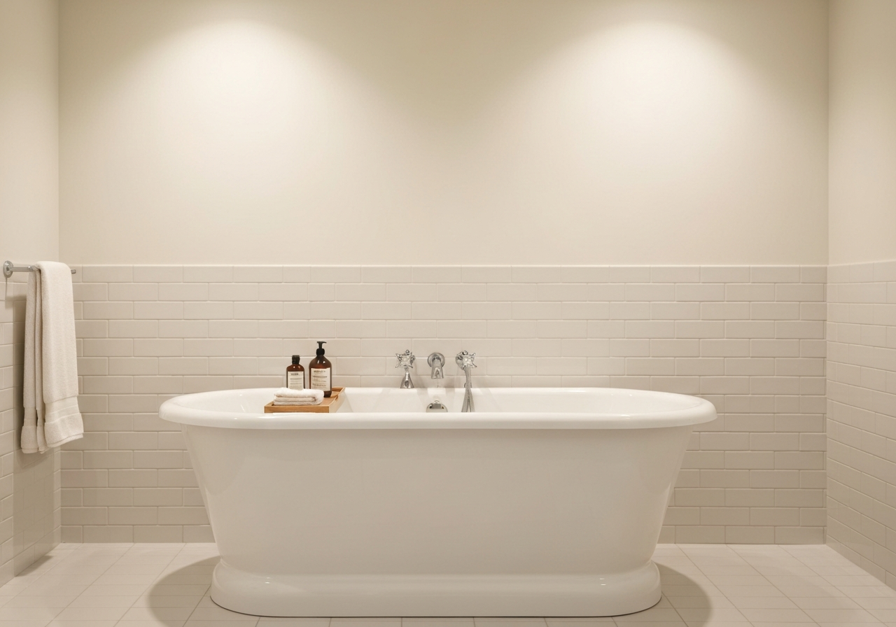 Luxury freestanding bathtub after professional reglazing