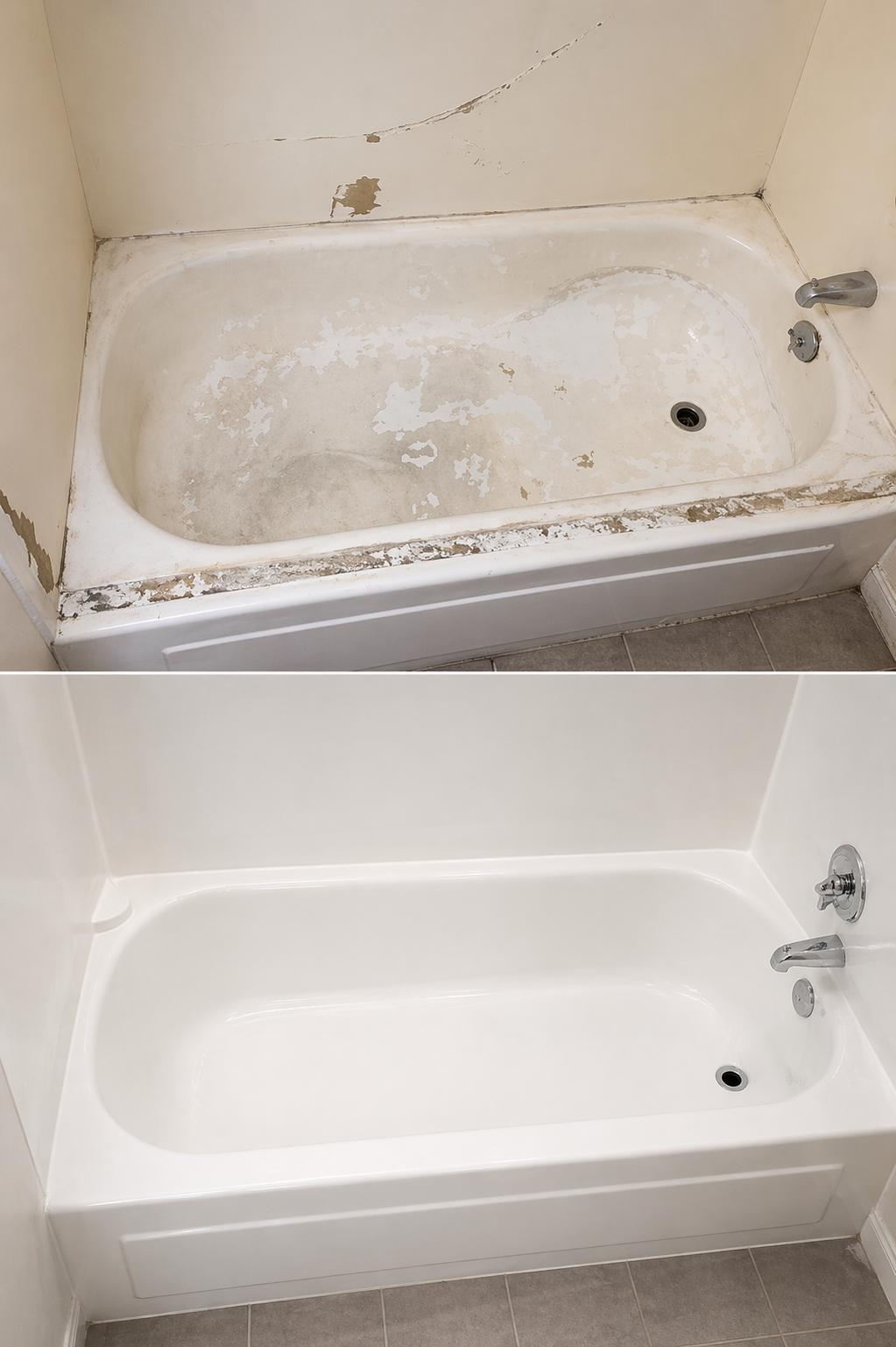 Bathtub before and after refinishing