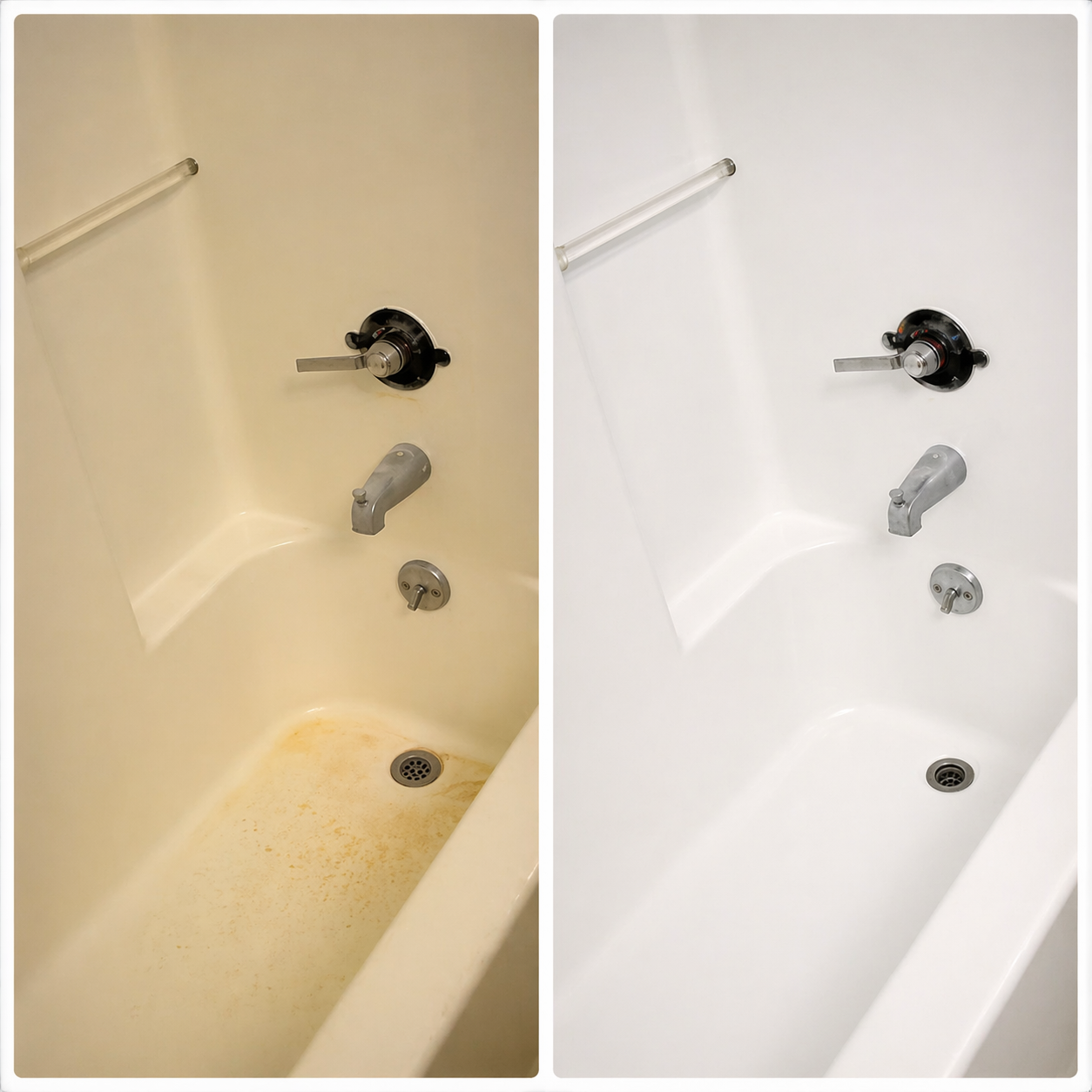 Bathtub before and after refinishing