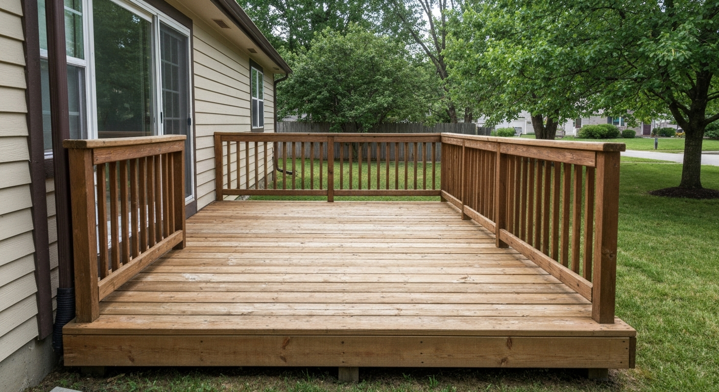 Simple square wooden deck