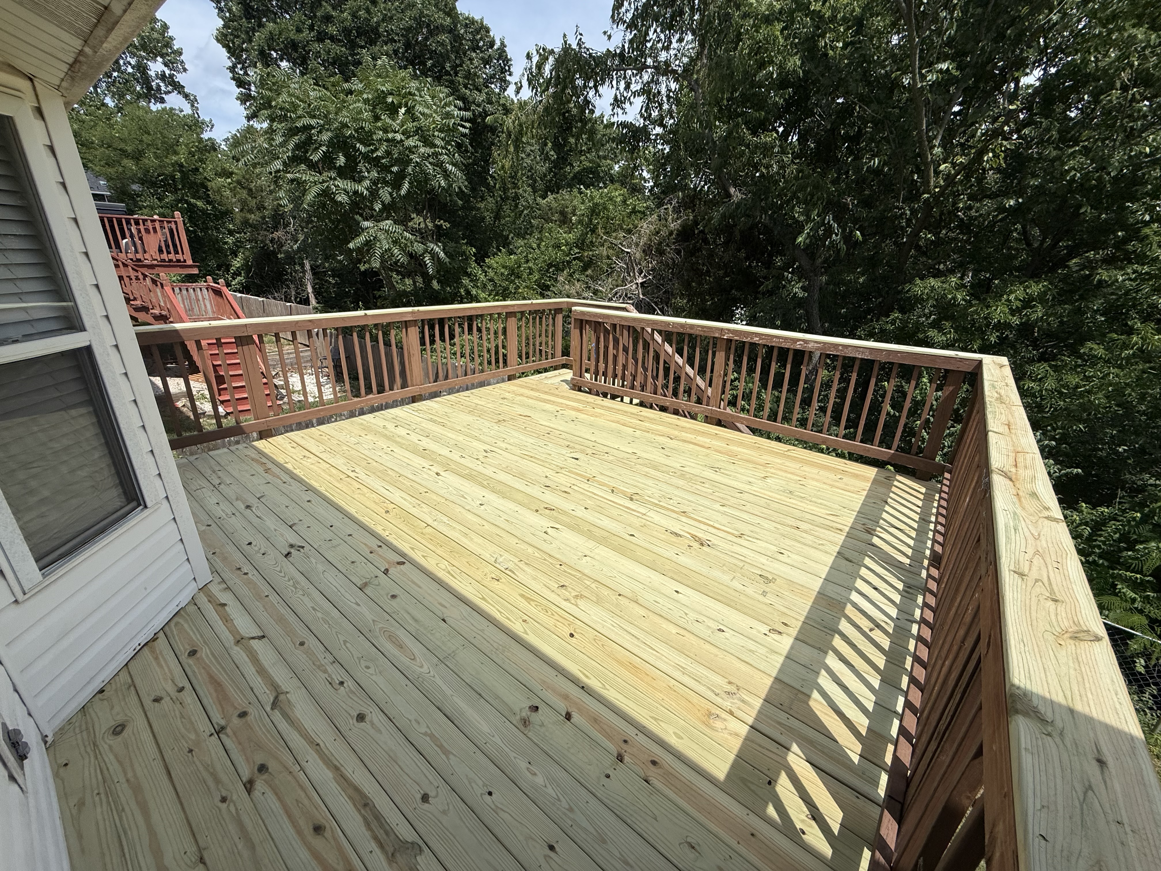 Newly built wooden deck