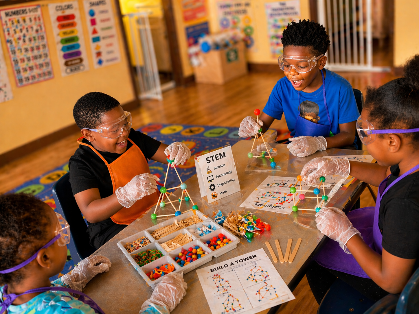 Children participating in STEM activities at Lizzie's Learning Academy
