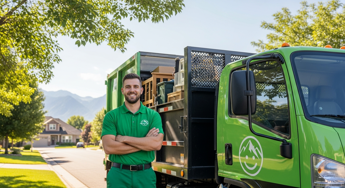 Green Earth Junk Removal crew with truck in Denver, CO