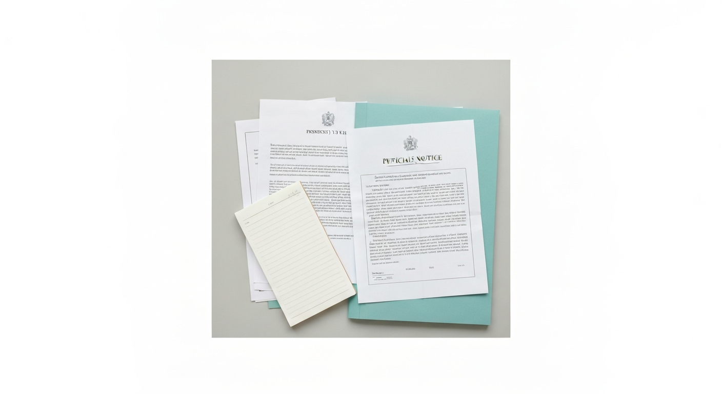 A person reviewing a stack of organized property documents