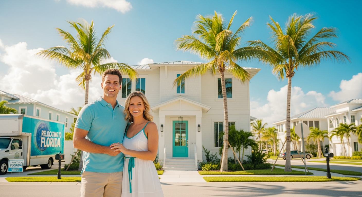 Happy couple relocating to Florida