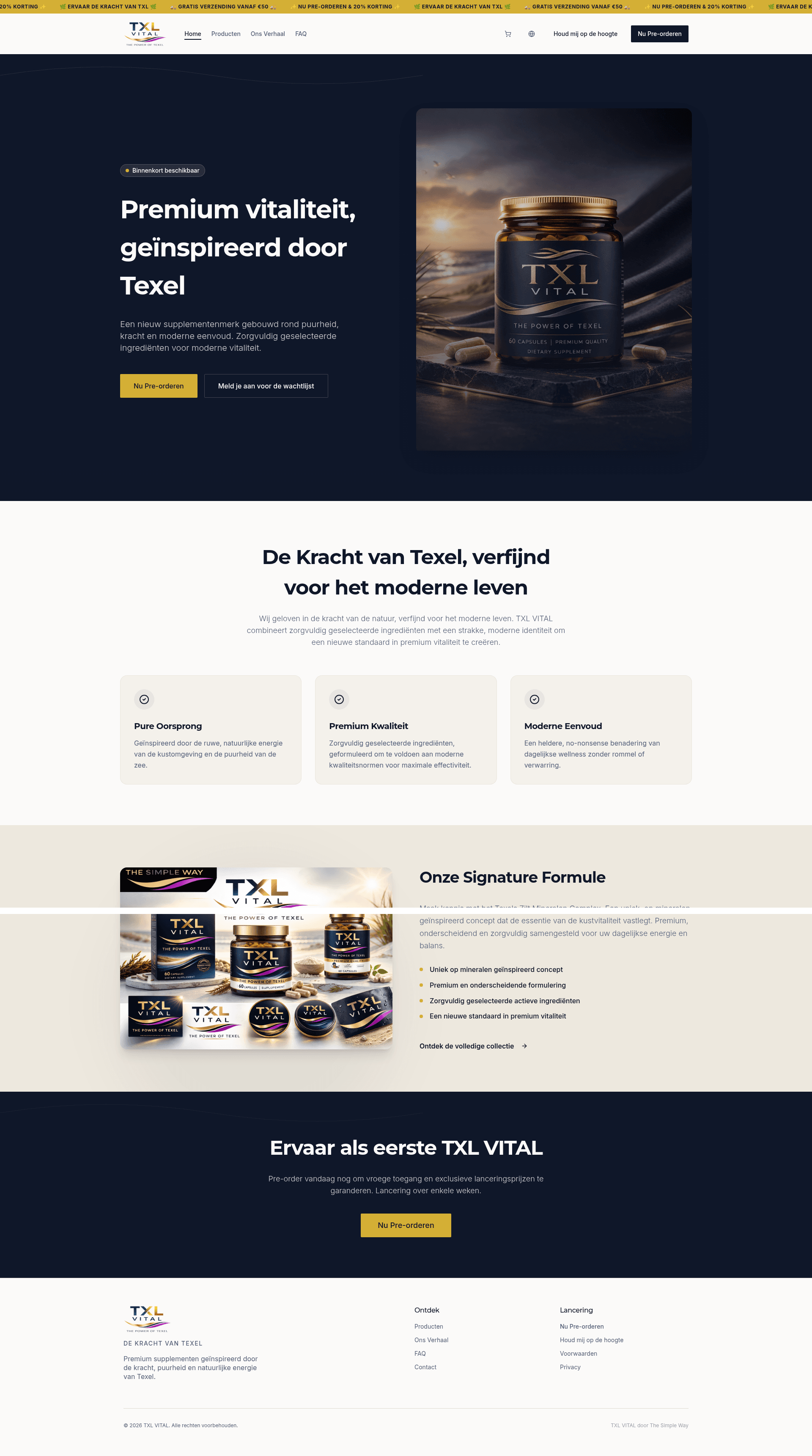 Screenshot van TXL Vital Supplementen