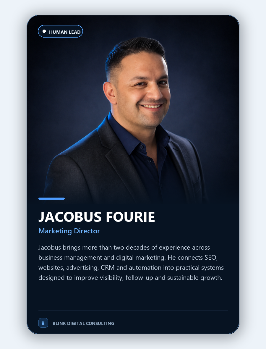 Jacobus Fourie, Marketing Director at Blink Digital Consulting
