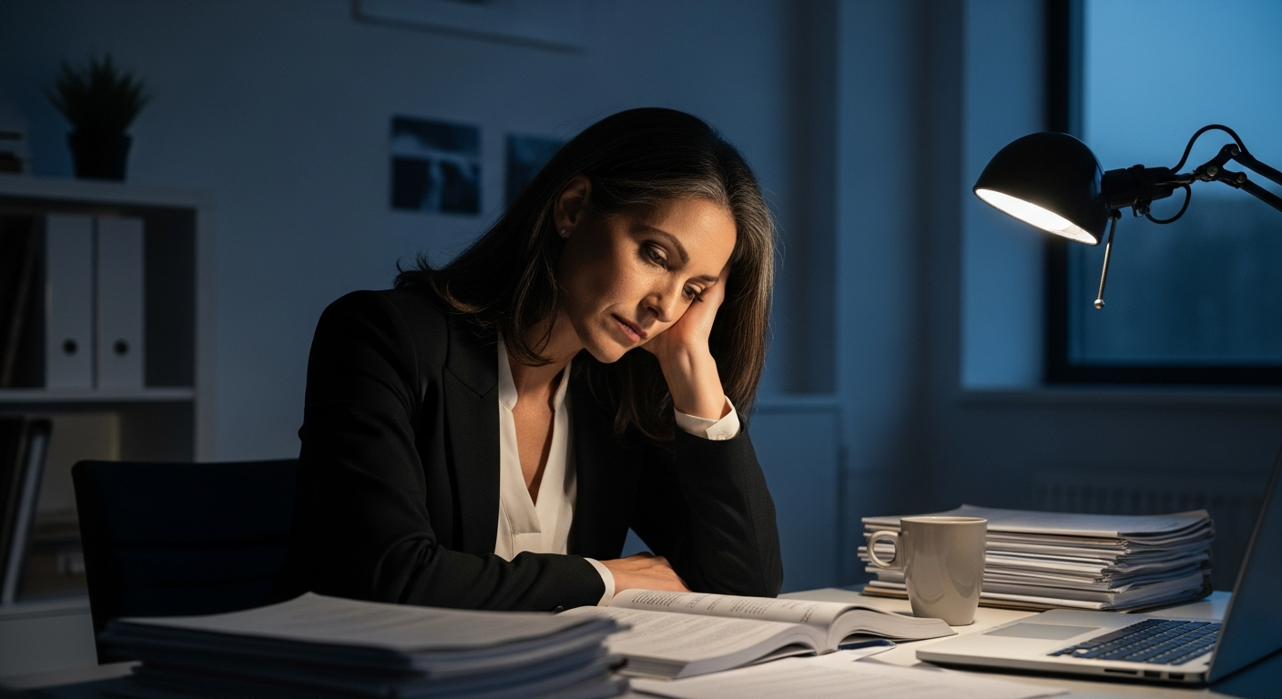 Exhausted but determined school principal