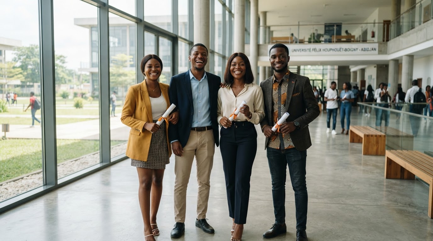 Jeunes diplômés africains sur le campus IBM-T