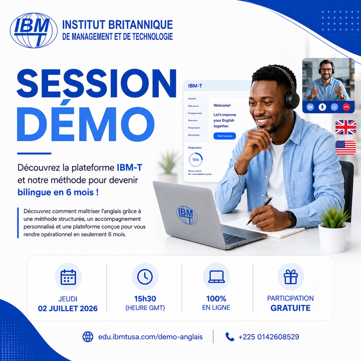 Session de démonstration : Plateforme d'anglais