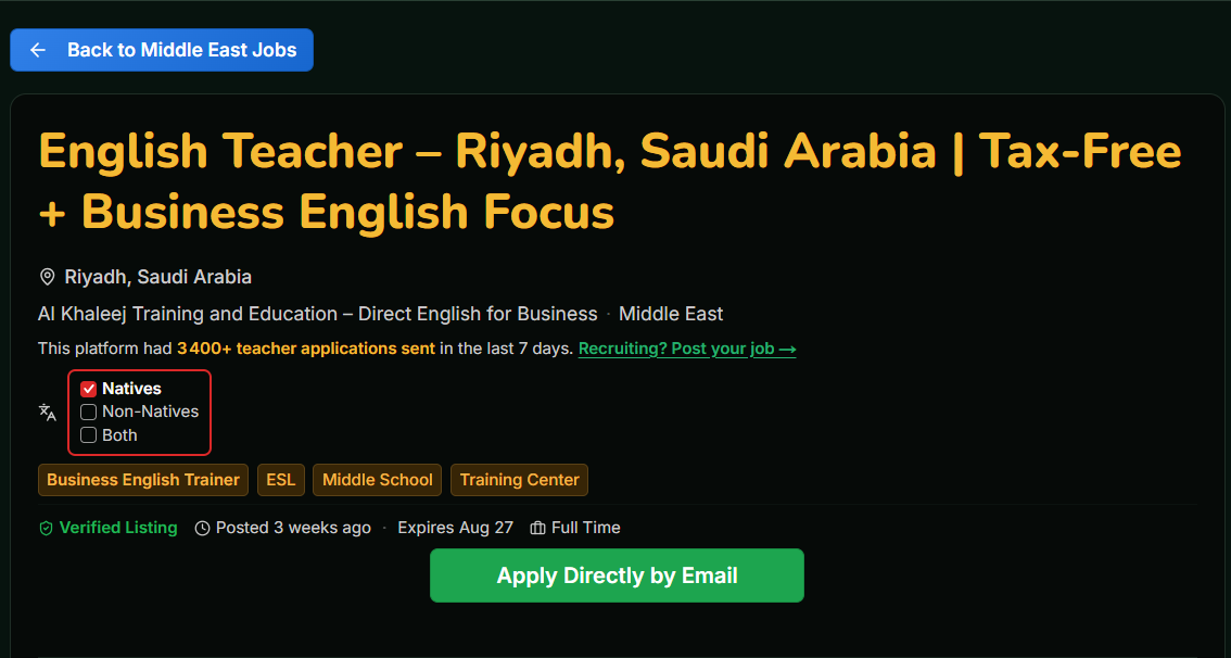 Riyadh, Saudi Arabia β English Teacher