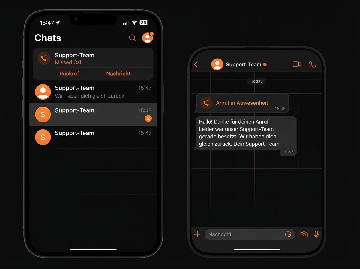 Erreichbarkeits-Assistent - Automatische WhatsApp-Nachricht nach verpasstem Anruf