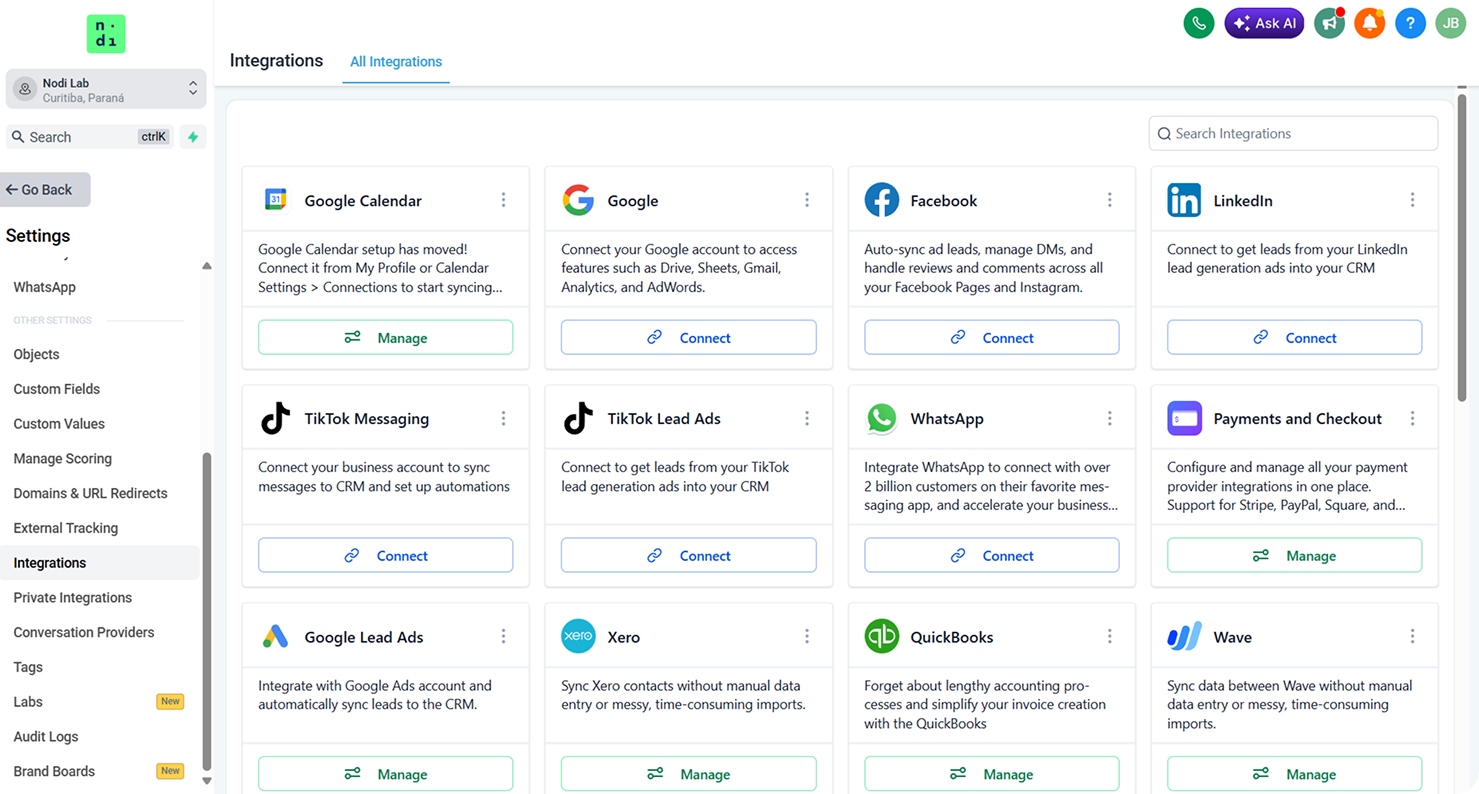 CRM completo e integrado ao WhatsApp, Instagram, Google e mais