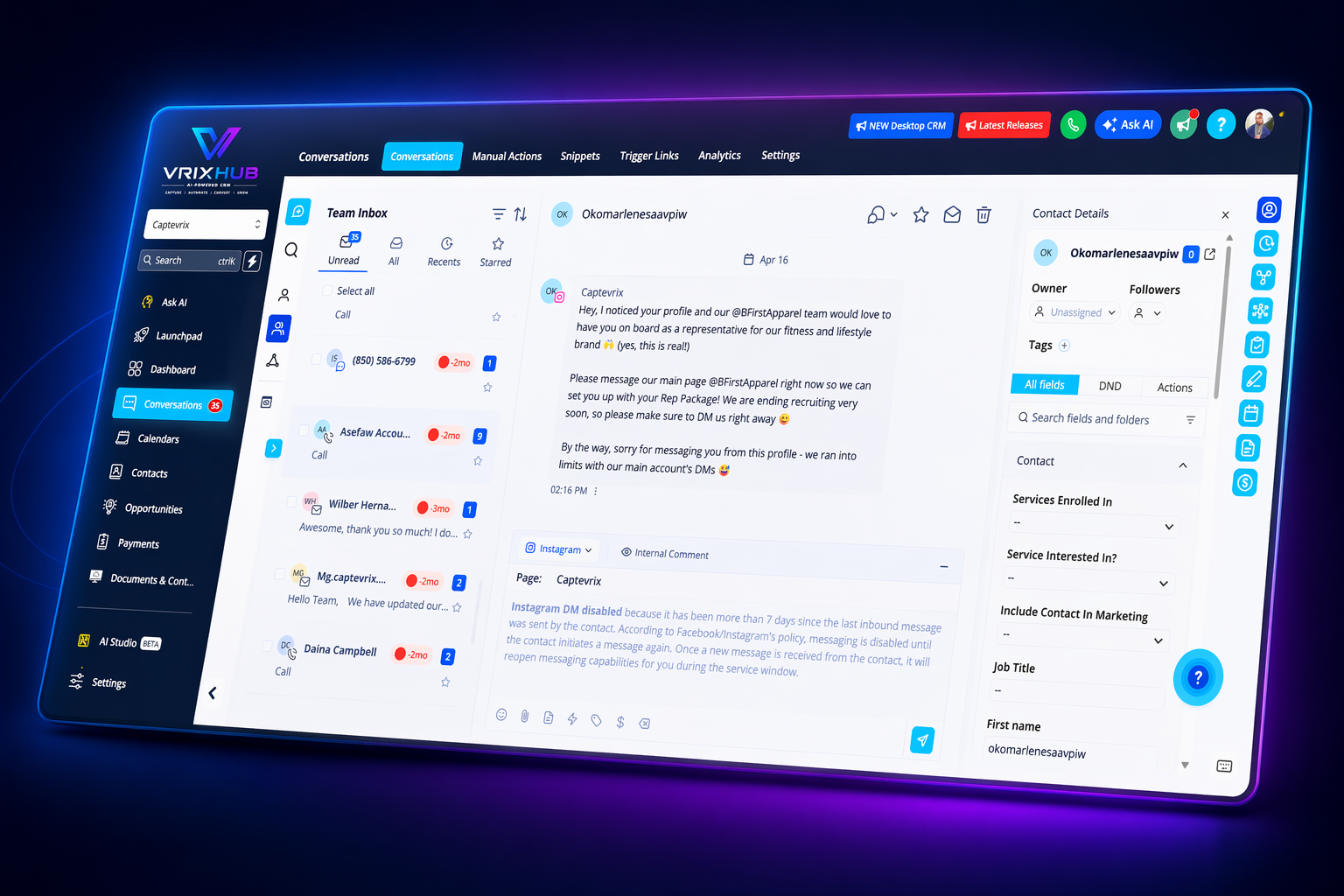 VrixHub CRM Dashboard