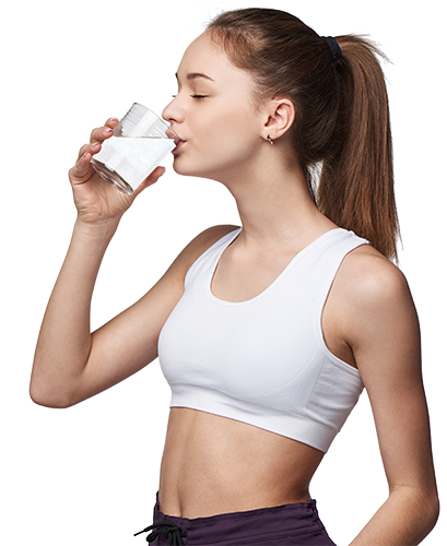Woman drinking OxyDrink water