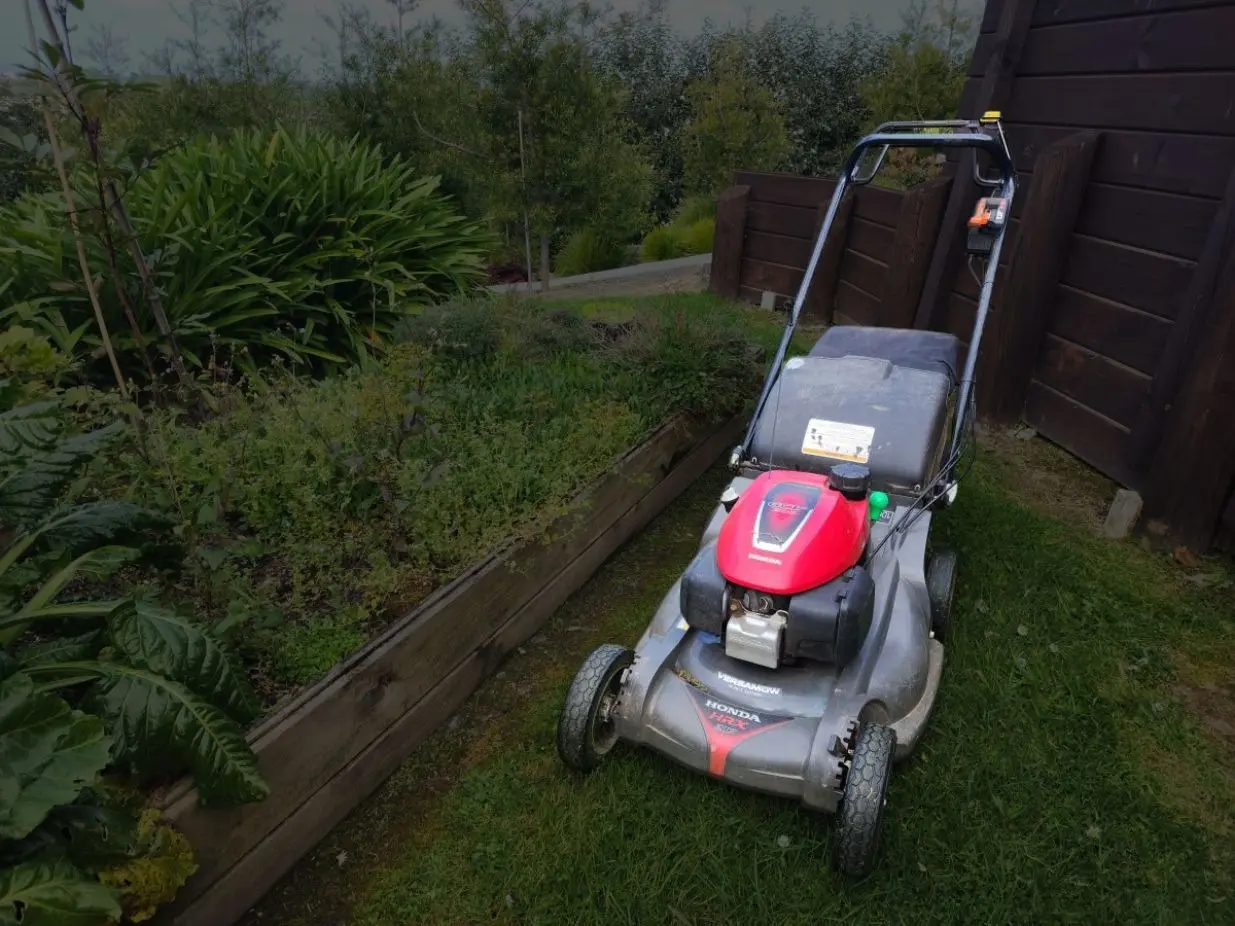 Lawnmower on fresh grass