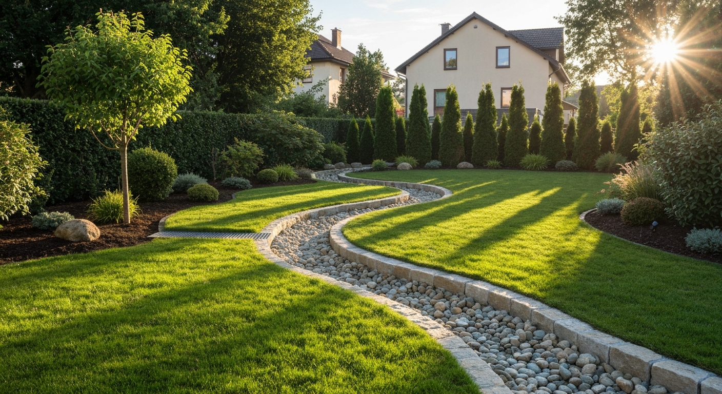 Beautiful dry yard with french drain
