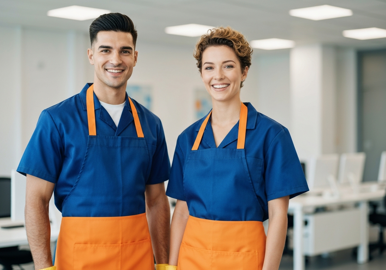 Cleaning team smiling
