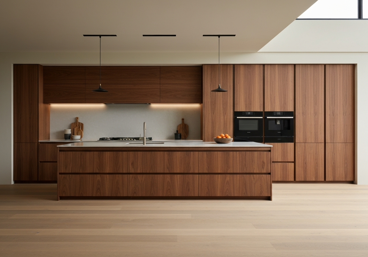 Contemporary flat-panel walnut kitchen