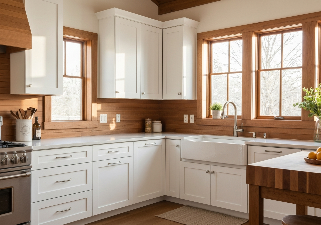 Modern farmhouse white shaker kitchen
