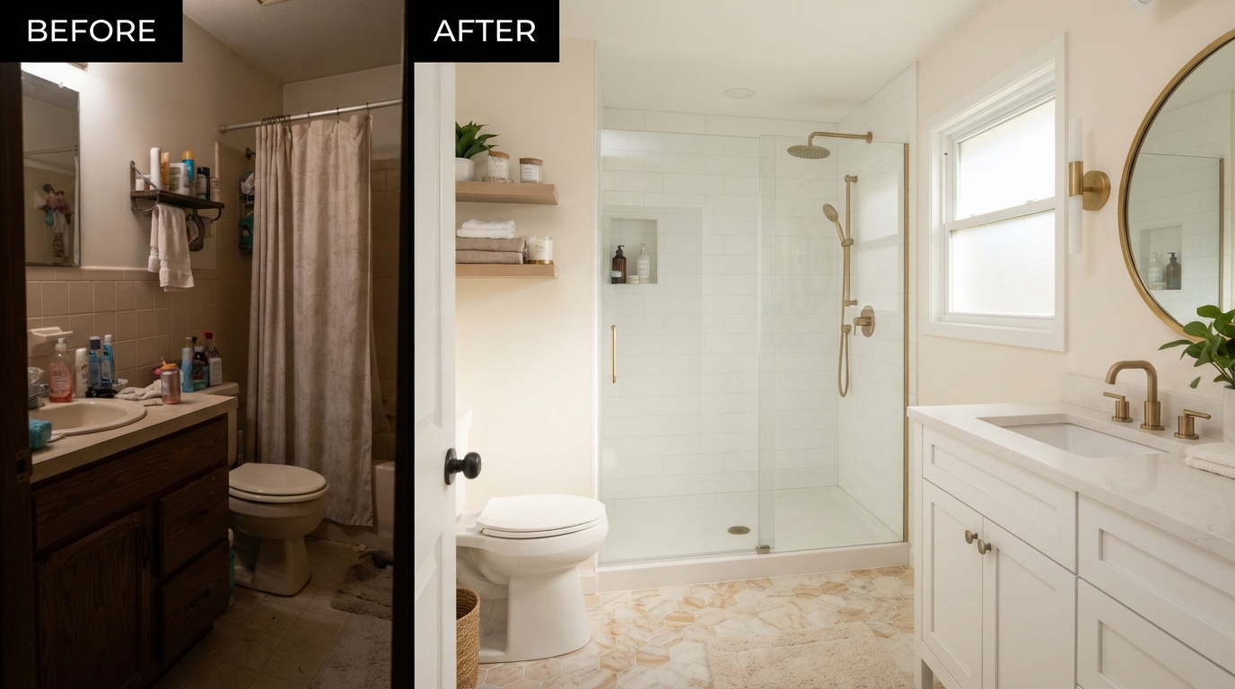 Modern acrylic walk-in shower alternative to Jacuzzi Bath Remodel in a Quad Cities home