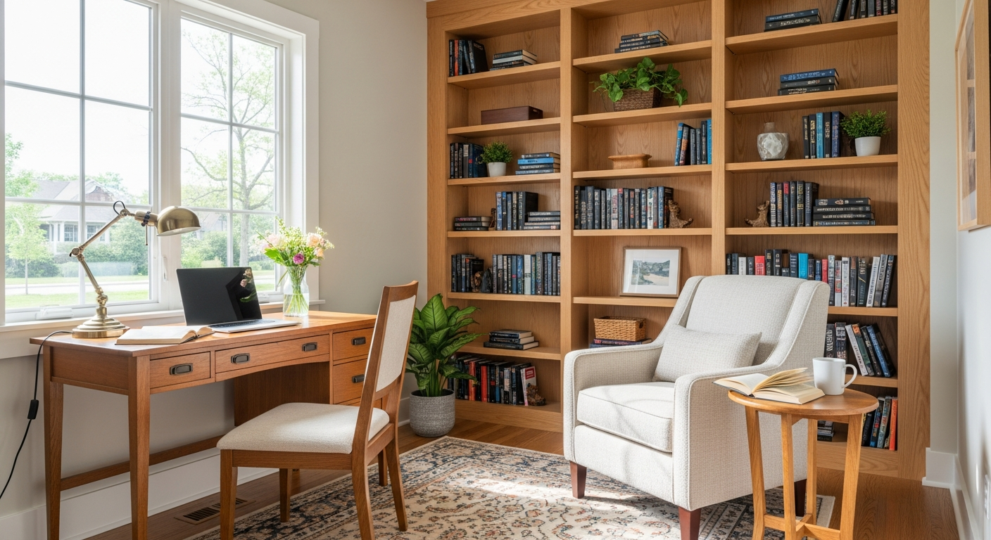 Cozy reading nook home office