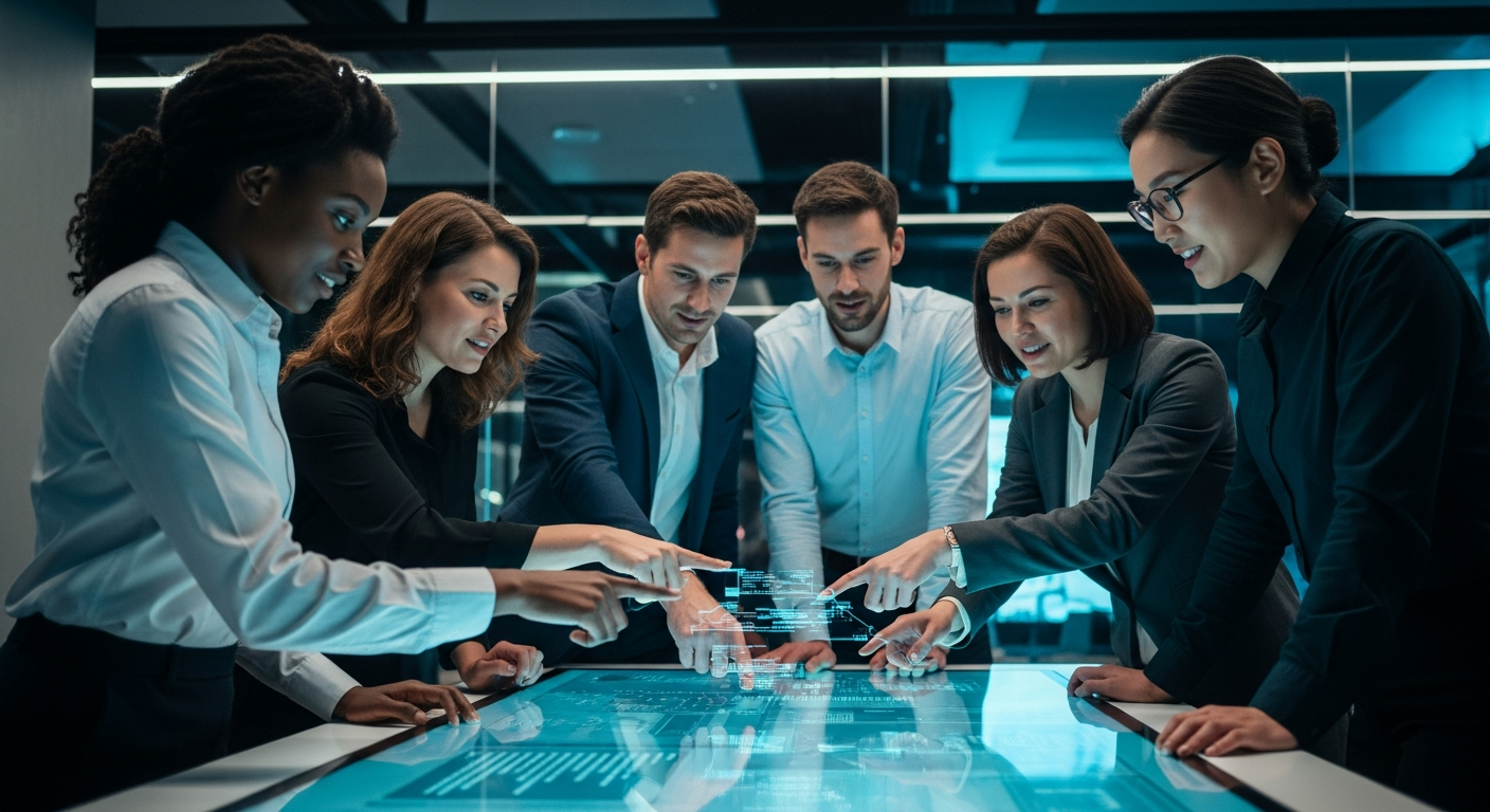 Diverse team of professional IT consultants collaborating