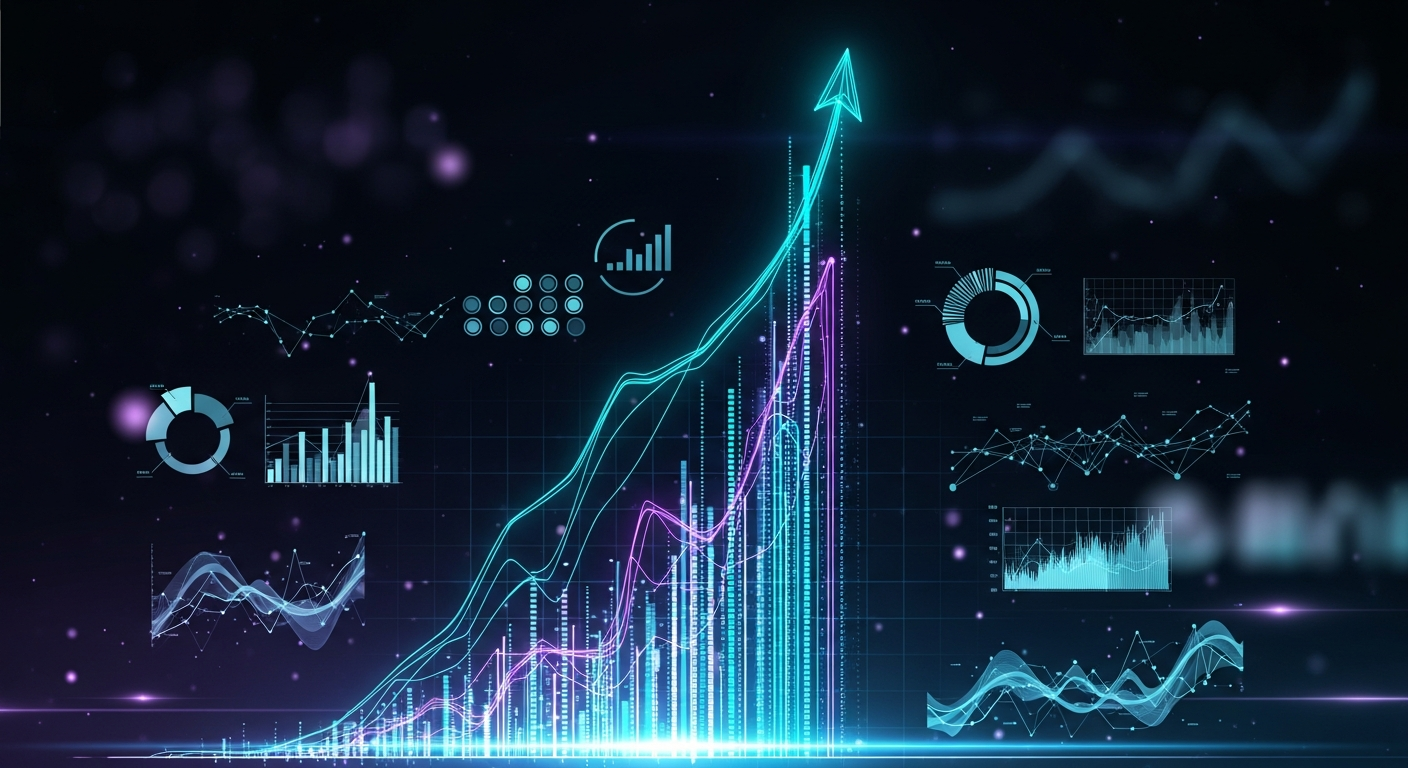 Abstract data analytics and business growth visualization