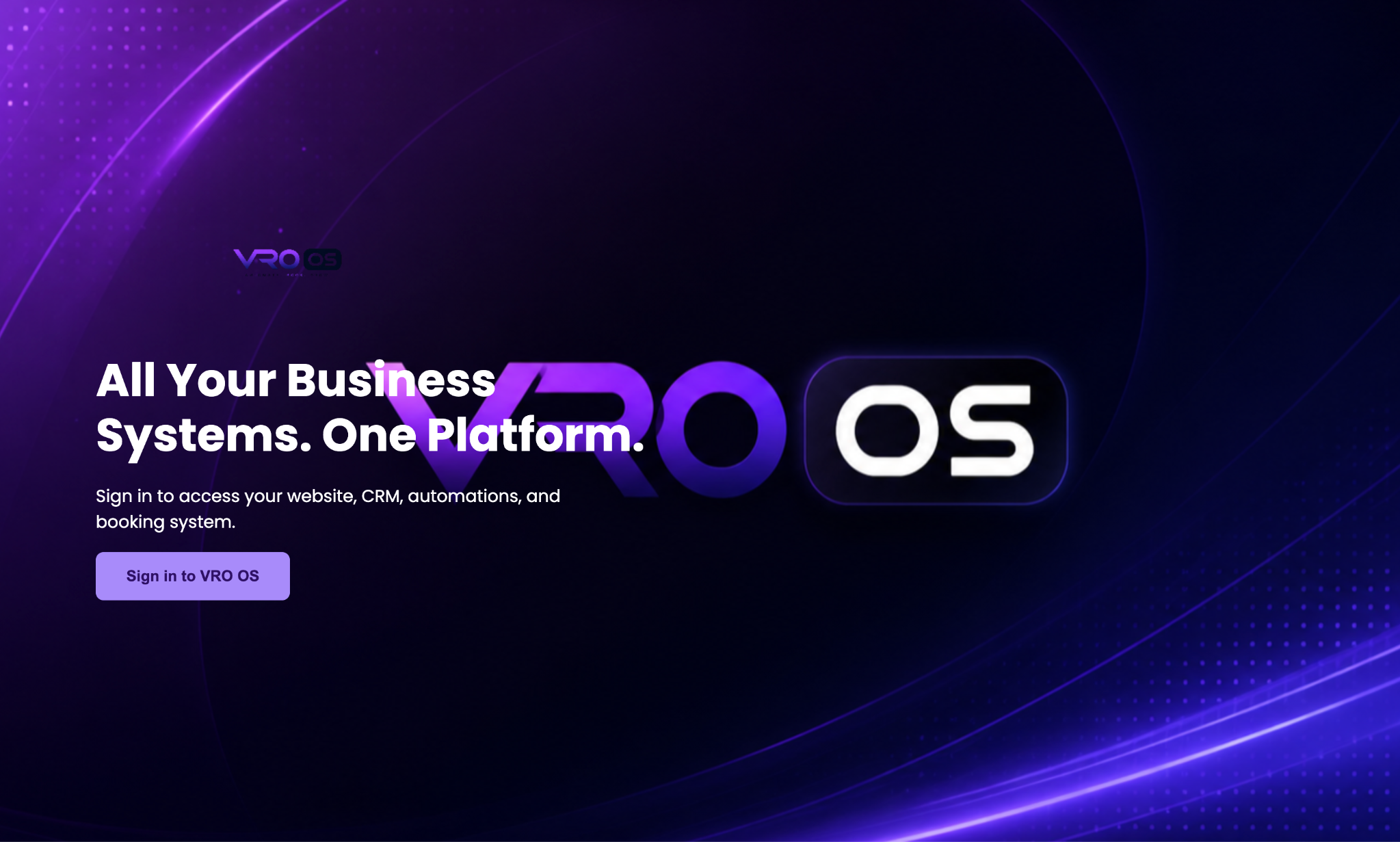 VRO OS App Login Page