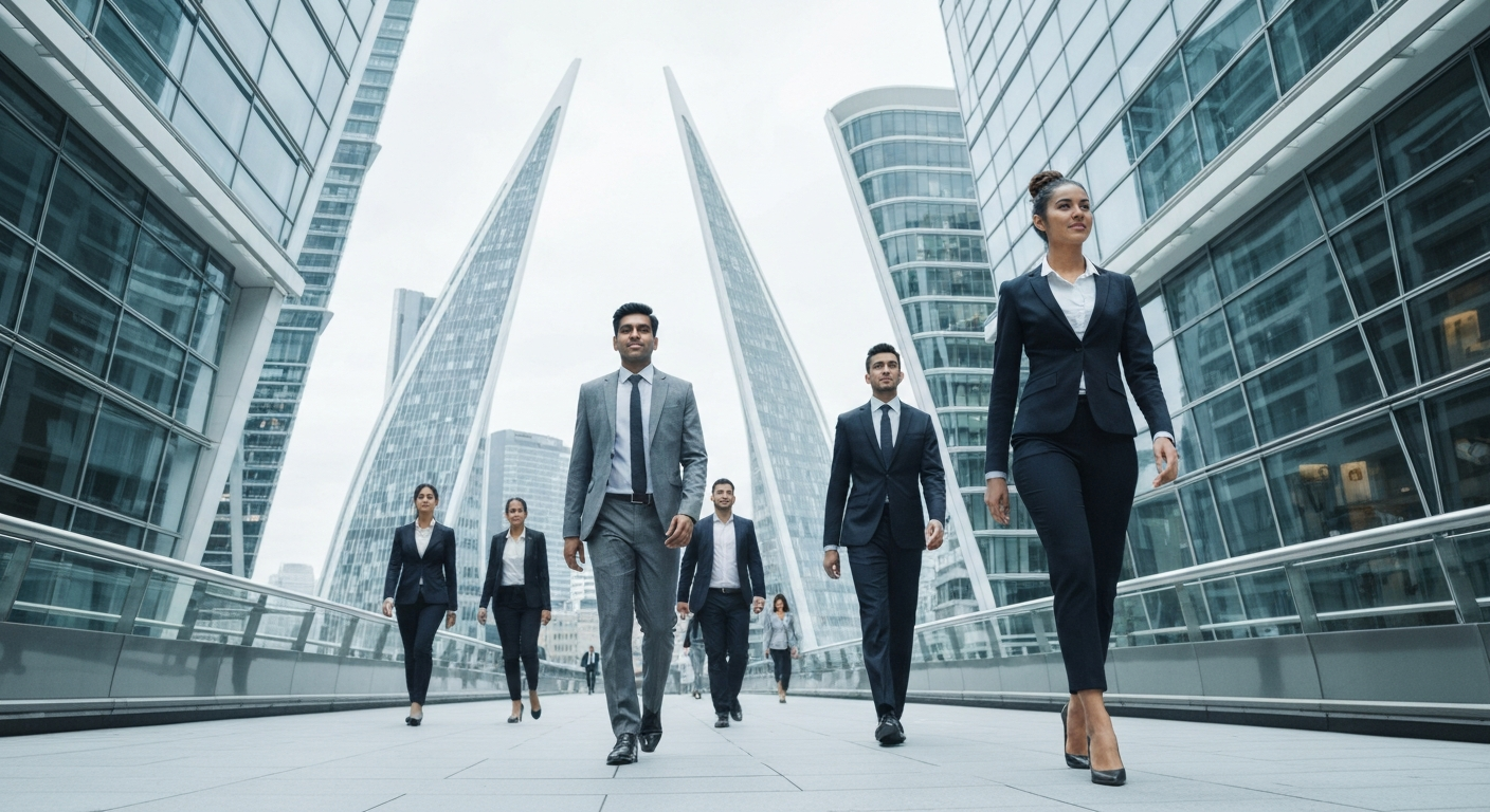 Diverse group of professionals in a city
