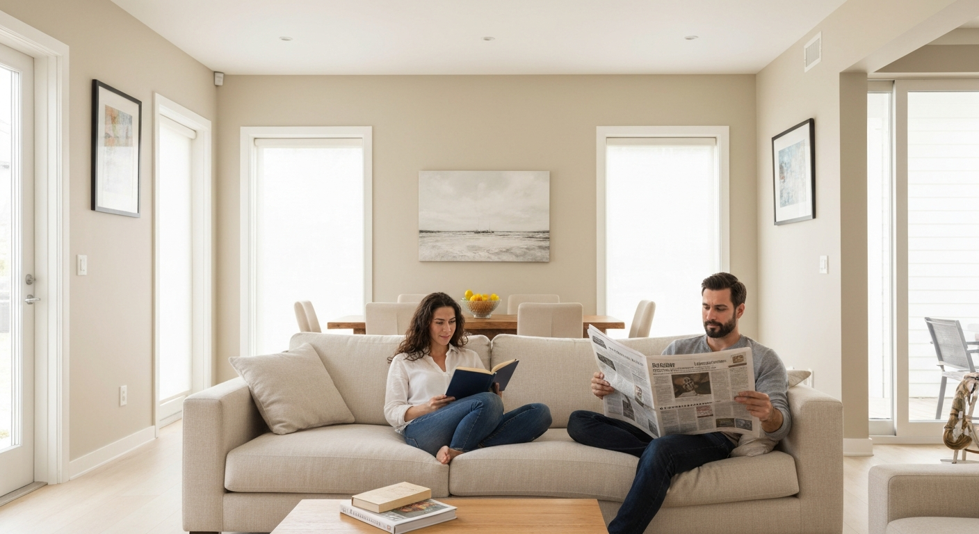 Couple relaxing in a modern living room