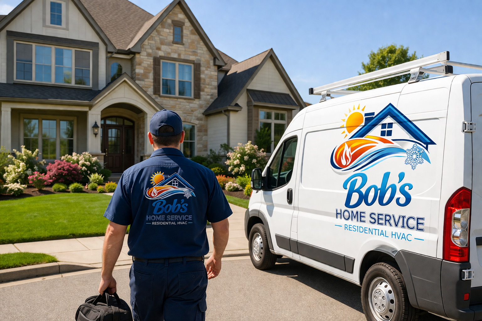 Bob's Home Service technician performing AC repair and maintenance in Toledo