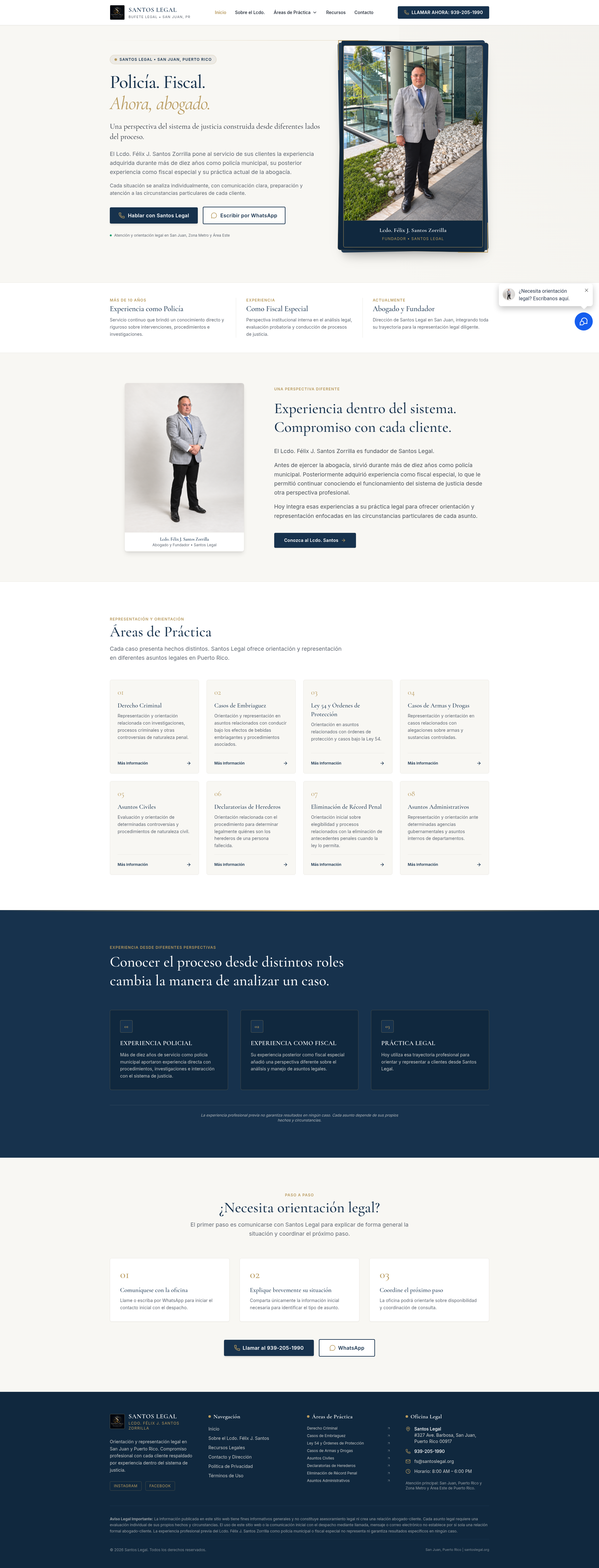 Captura del sitio web de Santos Legal, Abogado · Bufete Legal