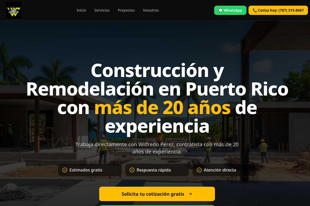 Captura del sitio web de W Group Contractor, Contratista · Construcción