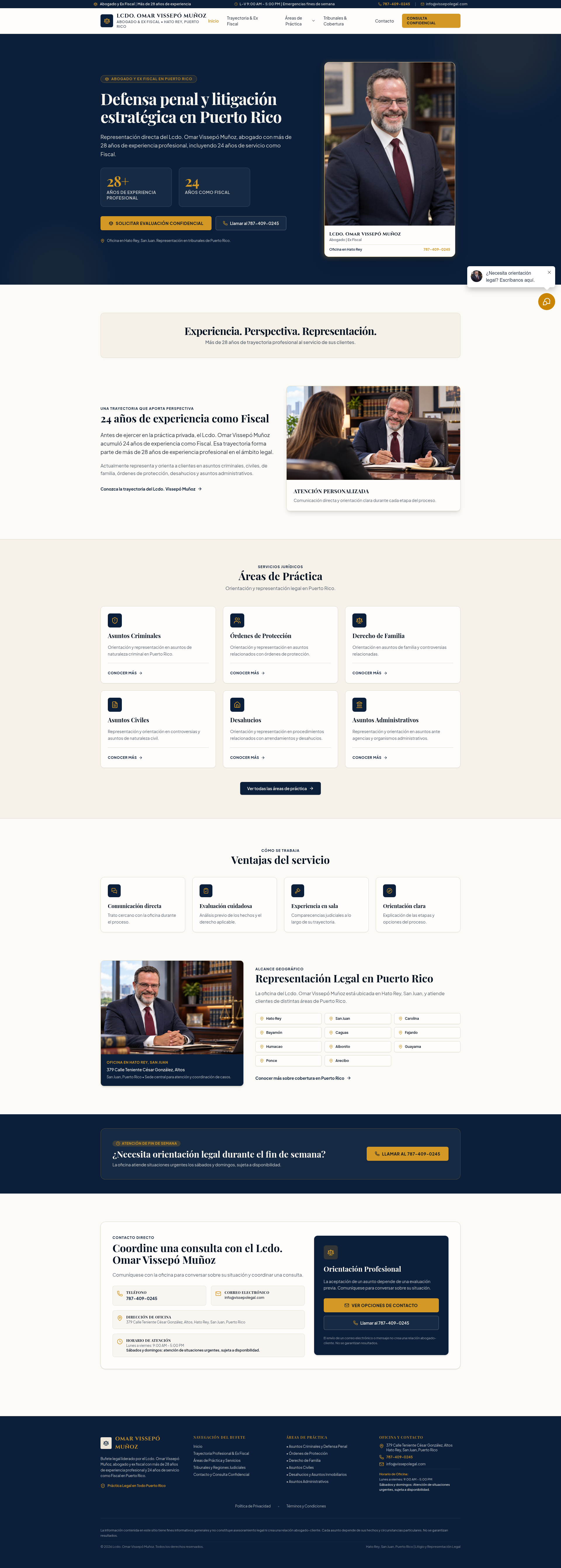 Captura del sitio web de Vissepó Legal, Abogado · Defensa Penal & Litigación