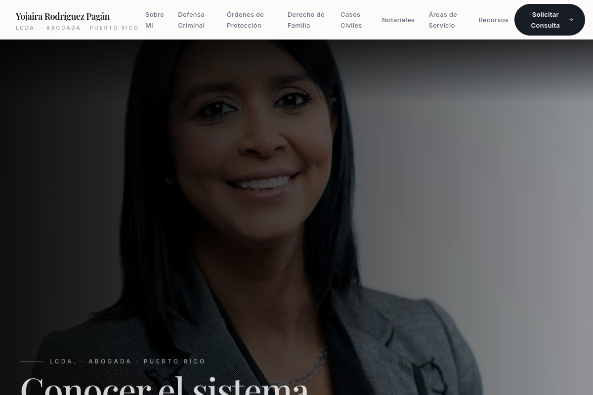Captura del sitio web de Yojaira Legal, Abogado · Legal