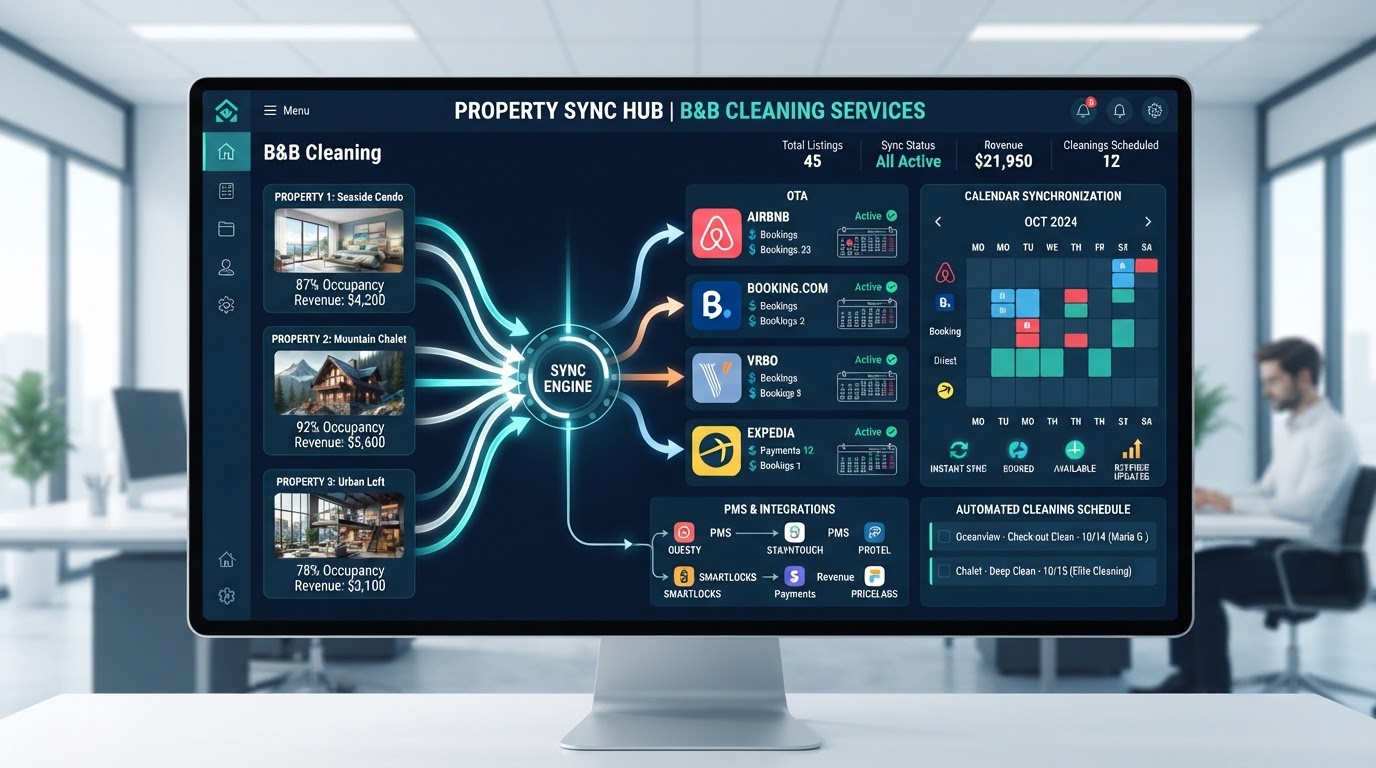 How PMS & OTA Sync Helps Property Managers Grow with B&B Cleaning