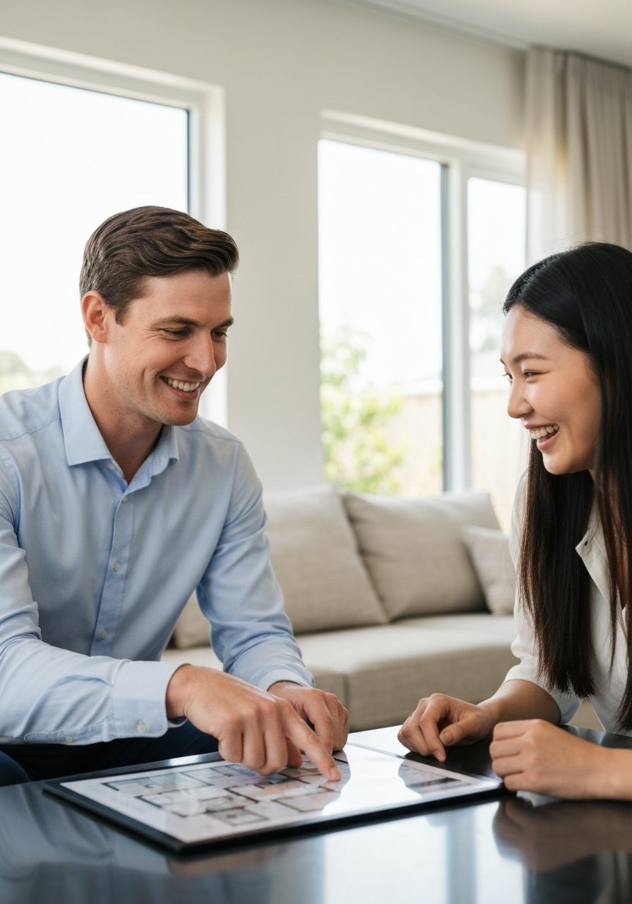 Agent discussing property with client