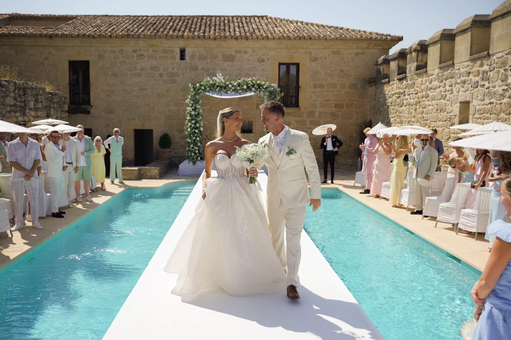 Luxury event setting with elegant floral arrangements