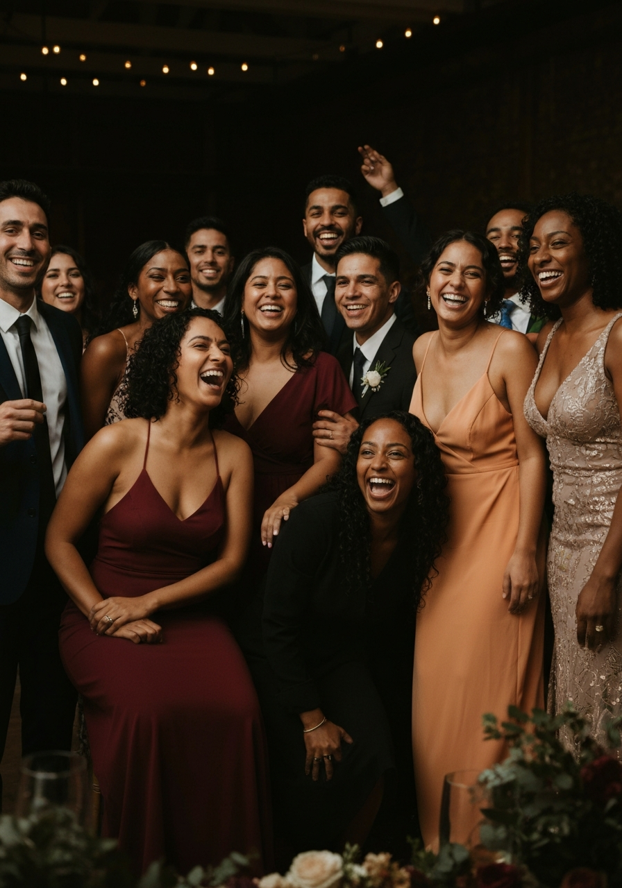 Multicultural family celebrating together at a wedding