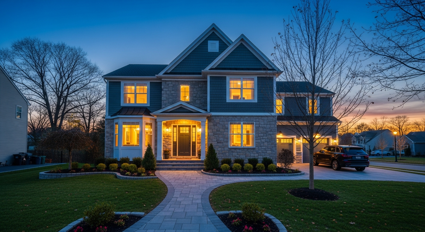 Premium residential home exterior at dusk