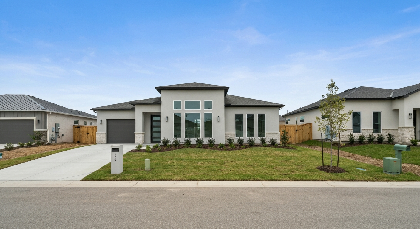 Modern newly built single-family home exterior