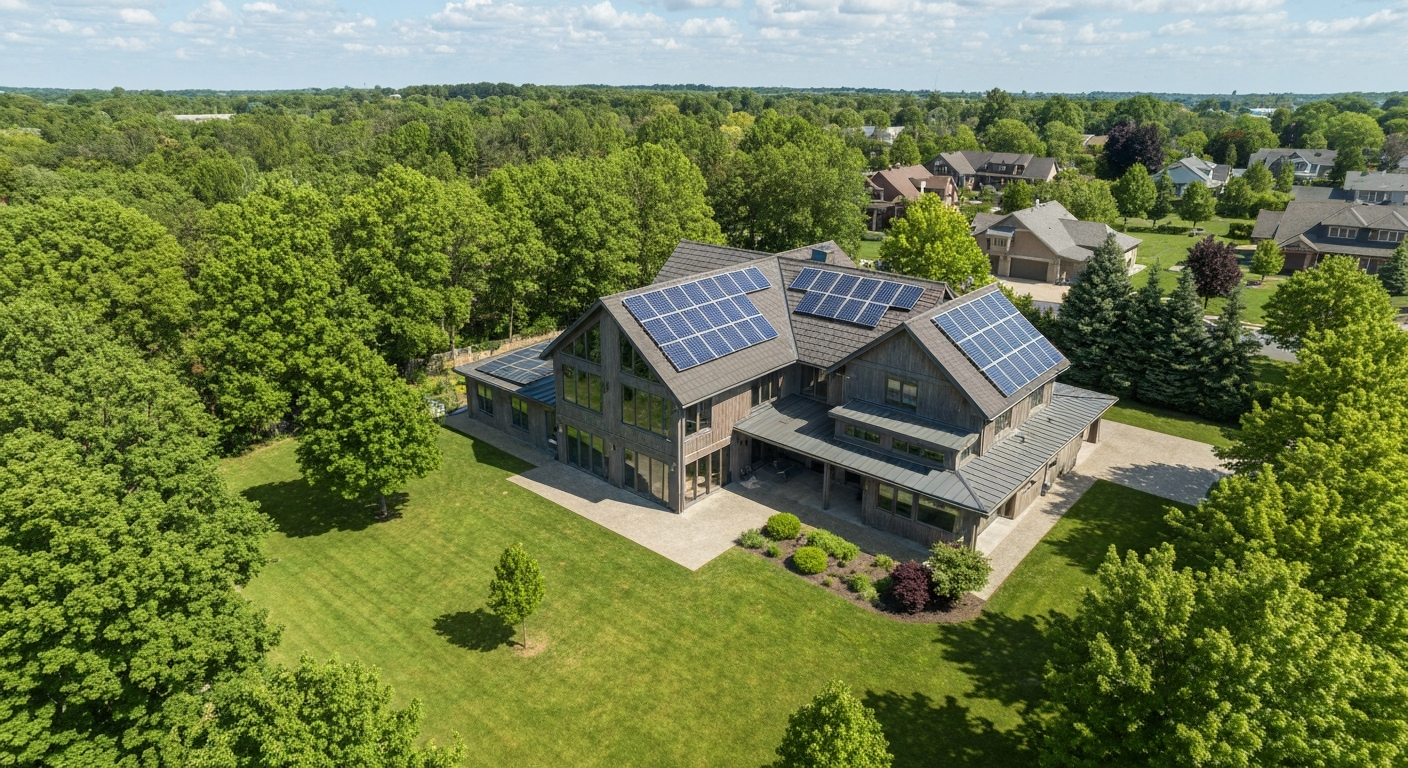 Residential home with solar panels
