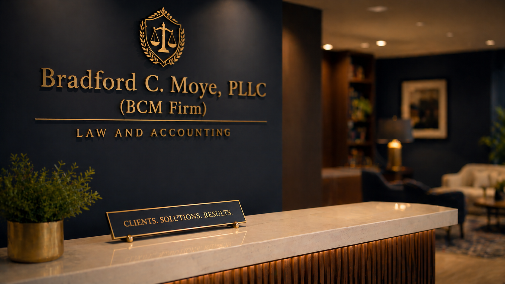 Bradford C. Moye PLLC BCM Firm Law and Accounting office reception Houston TX