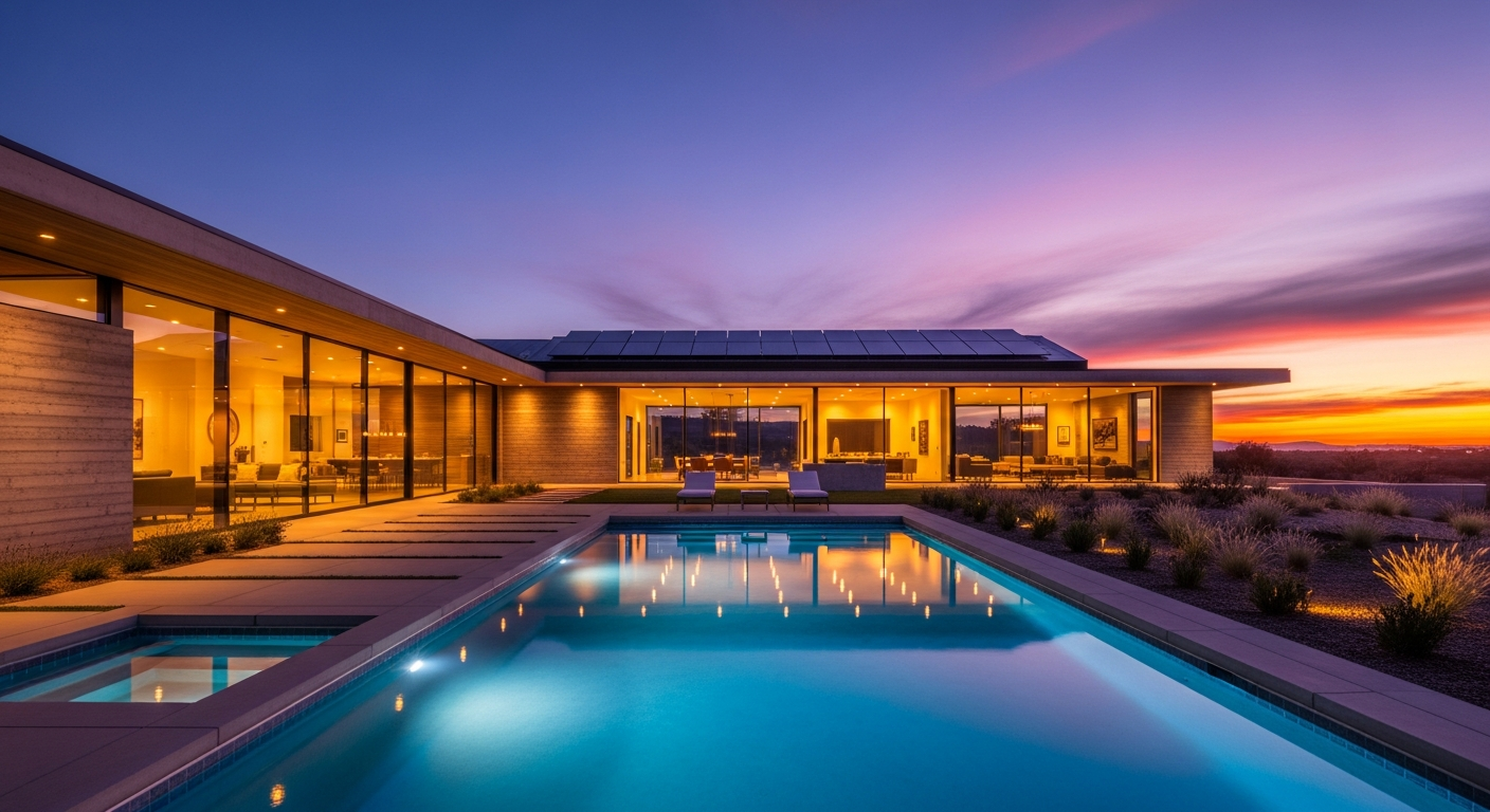 Casa moderna con paneles solares