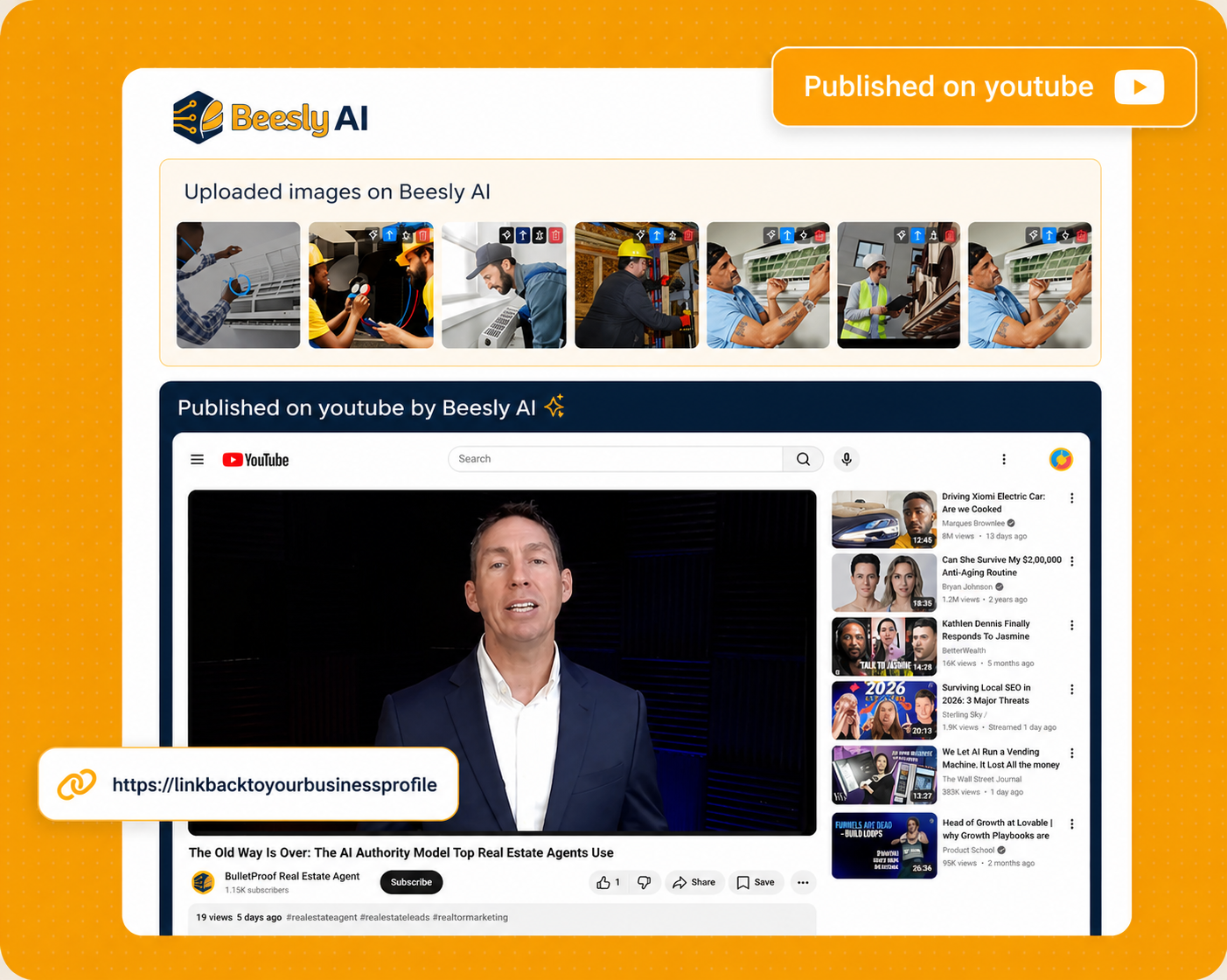 Publish YouTube Videos Showcasing Your Business - BeeslyAI™ Search Feature