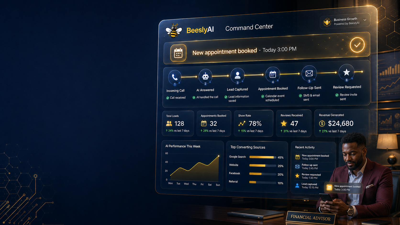 Modern high-end financial advisor office