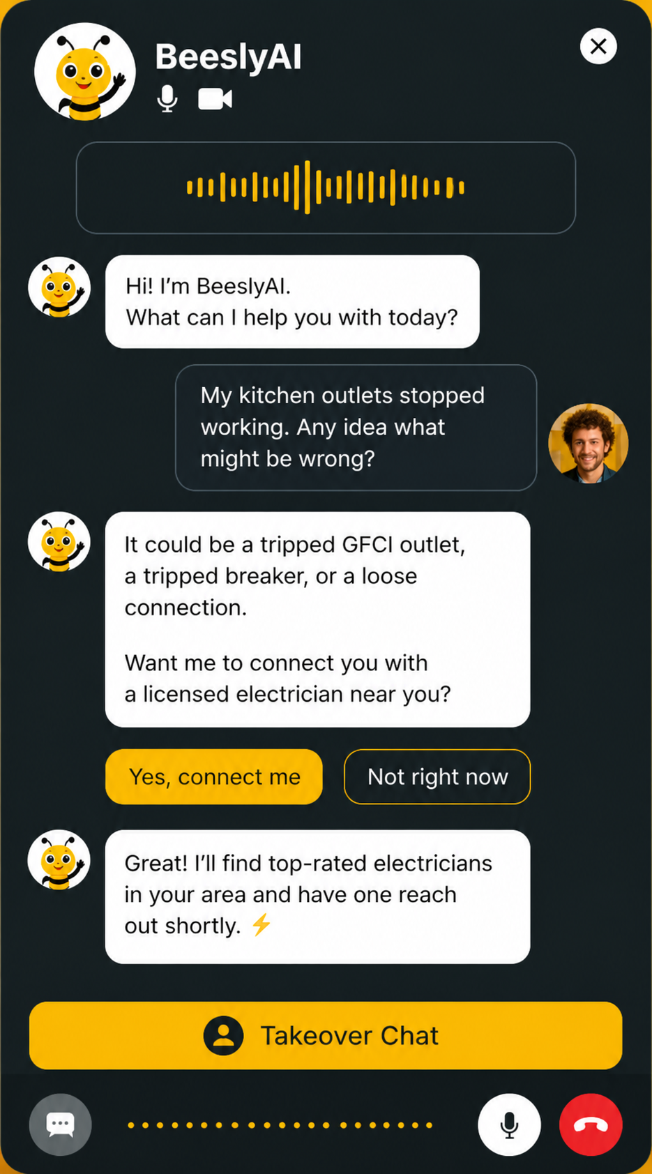 Human Takeover - BeeslyAI™ Live Feature